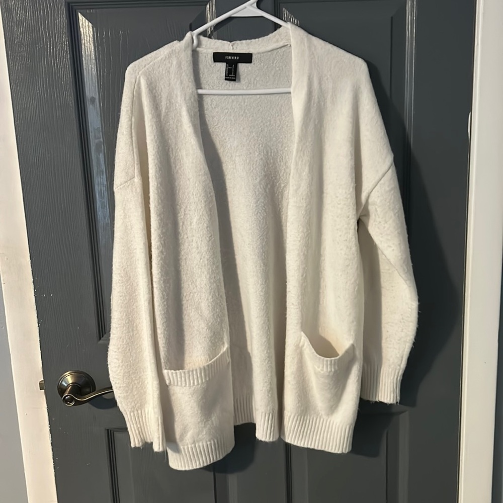 Forever 21 cardigan sweater, size S, color: white